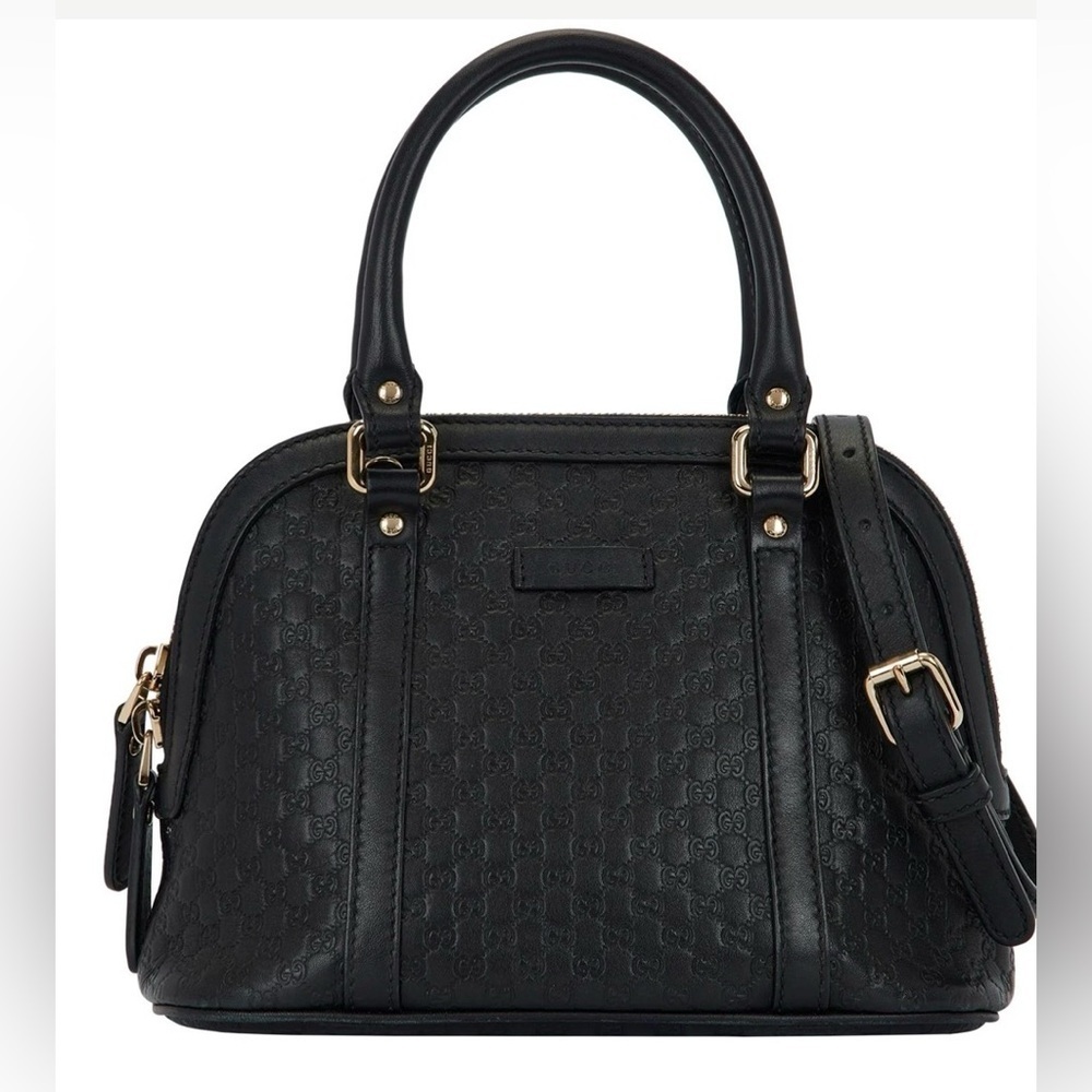 Gucci Bree Microguccissima Dome Crossbody Bag Black Leather - Picture 1 of 14